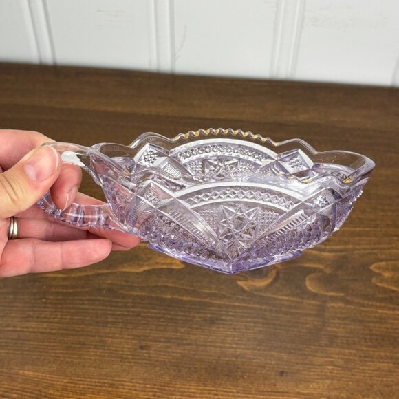 Vintage Cut Glass Amethyst Glass Creamer & Sugar Bowl Set with Gold Gilding - Picture 10 of 13